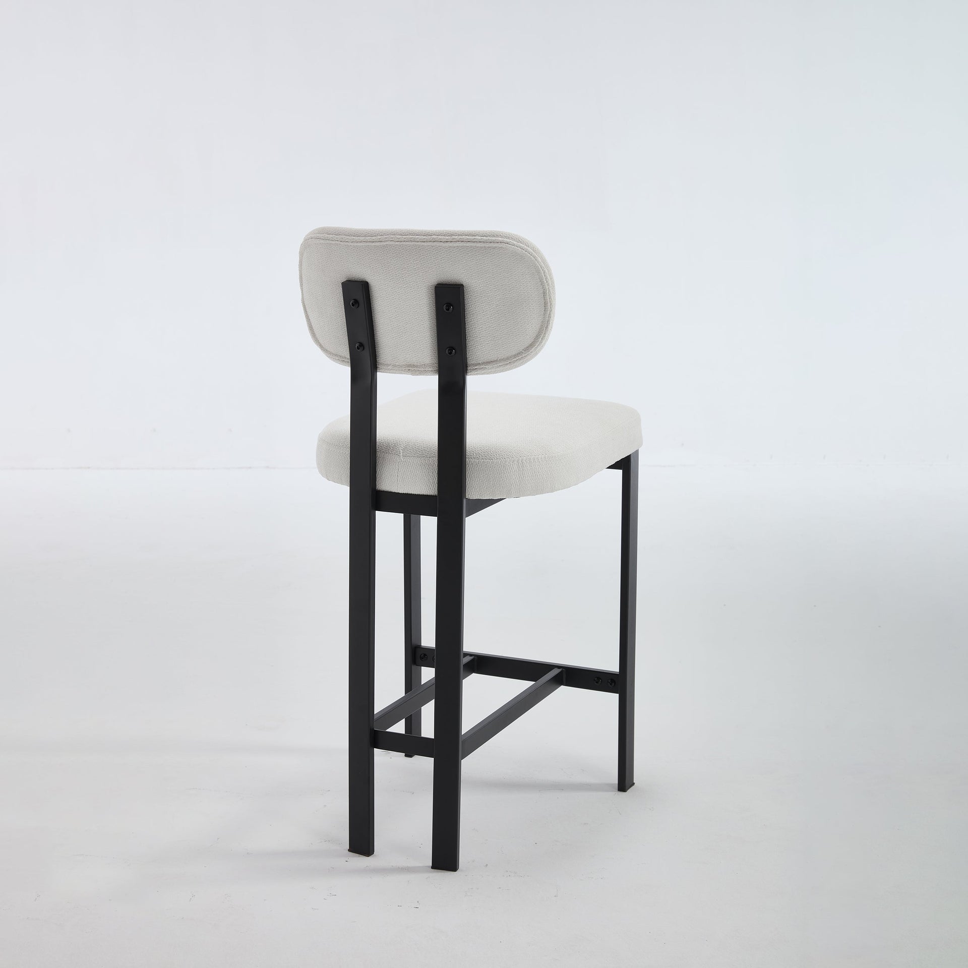 Bar Stools Set of 2, 26 inch Modern Upholstered Fabric Counter Height Barstools, Kitchen Island Chairs with Black Metal Legs for Dining Room/Kitchen Island/Bar