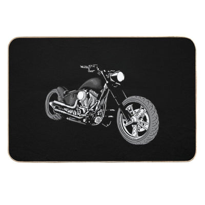 HD Softail Motorcycle, Grey And Black Long-Lasting Bath Mat