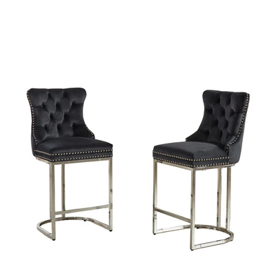 Set of 2 Modern Velvet Barstools