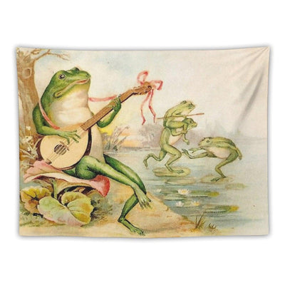 FROG STRUMMING Vintage Abstract Entertainment Print Tapestry