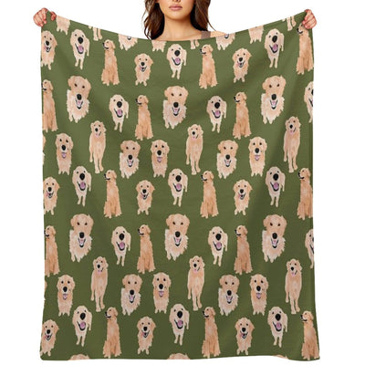 Golden Retrievers Olive Quick-dry Throw Blanket