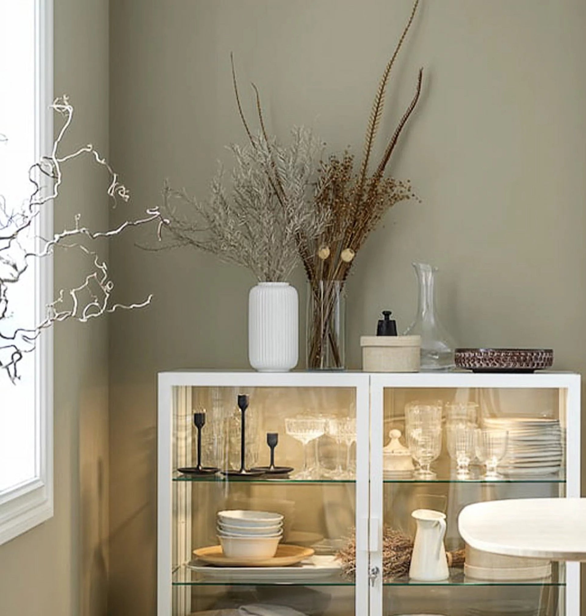 8 Inch White Ceramic Vase for Flowers & Pampas Grass, Simple Modern Decorative Vases for Home Decor Table Centerpieces