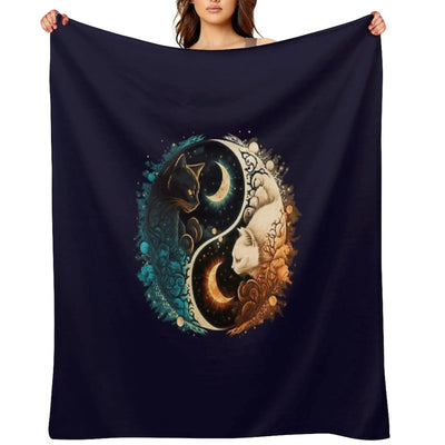 Cat Yin Yang Throw Blanket