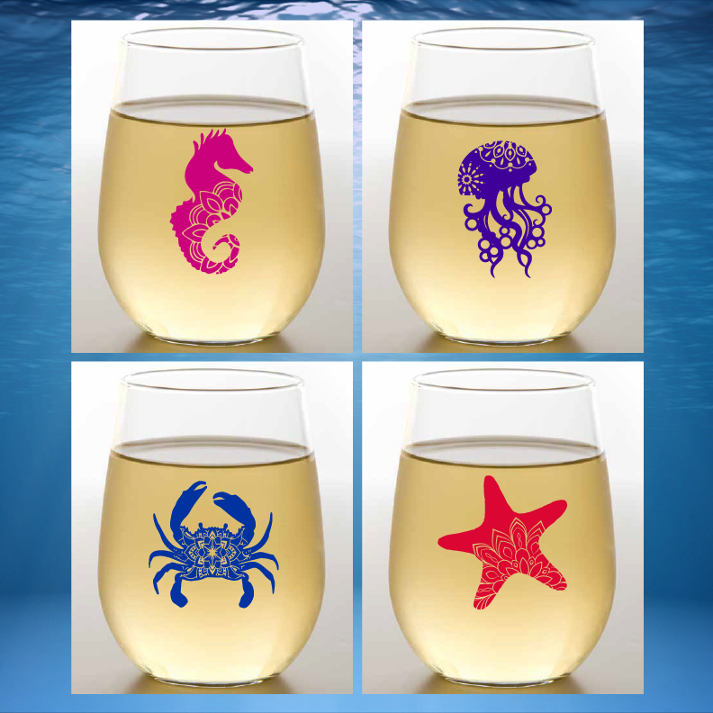 SEA LIFE Shatterproof Wine Glasses: 4pk