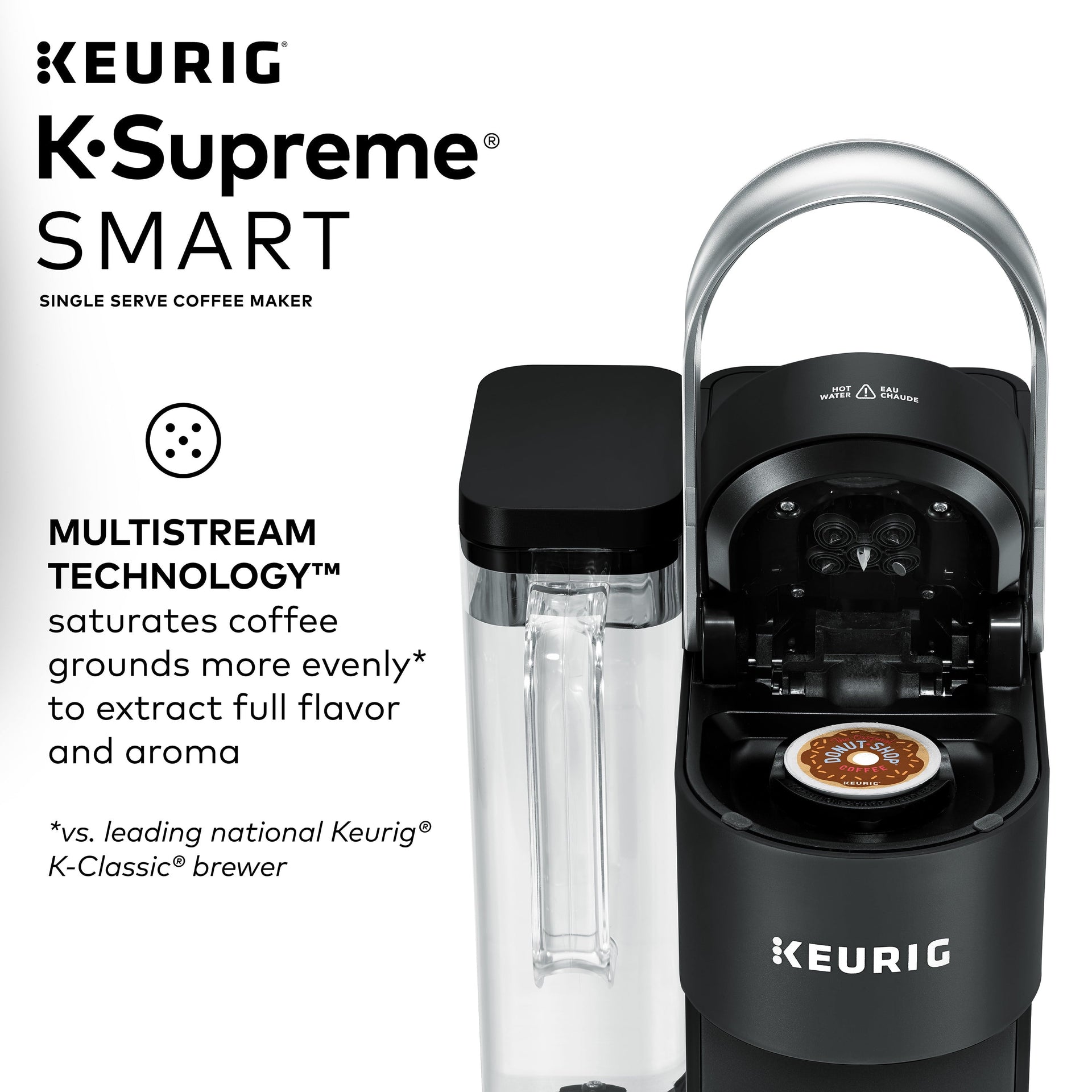 K-Supreme SMART Coffee Maker, Multistream Technology, Brews 6-12Oz Cup Sizes, Black