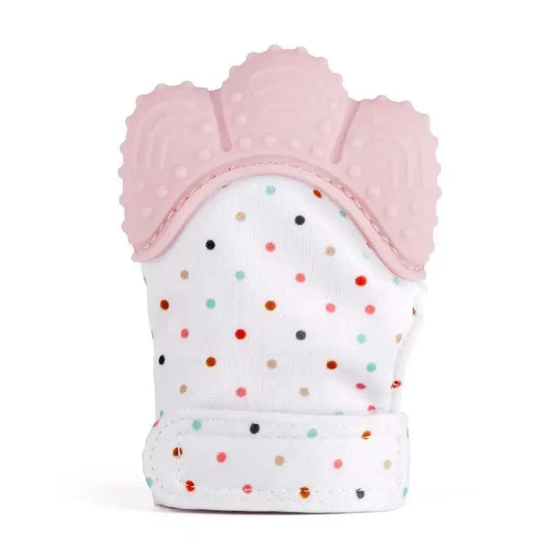 Baby Silicone Mitts Teething Mitten Glove Sound Teether Newborn Chewable Nursing Mittens Teether Natural Stop Sucking Thumb Toy