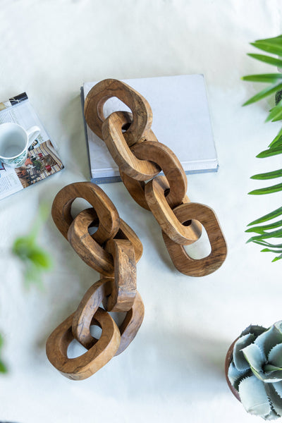 S/2 1.6x5.1x19.7' Decorative Teak Chain Decor