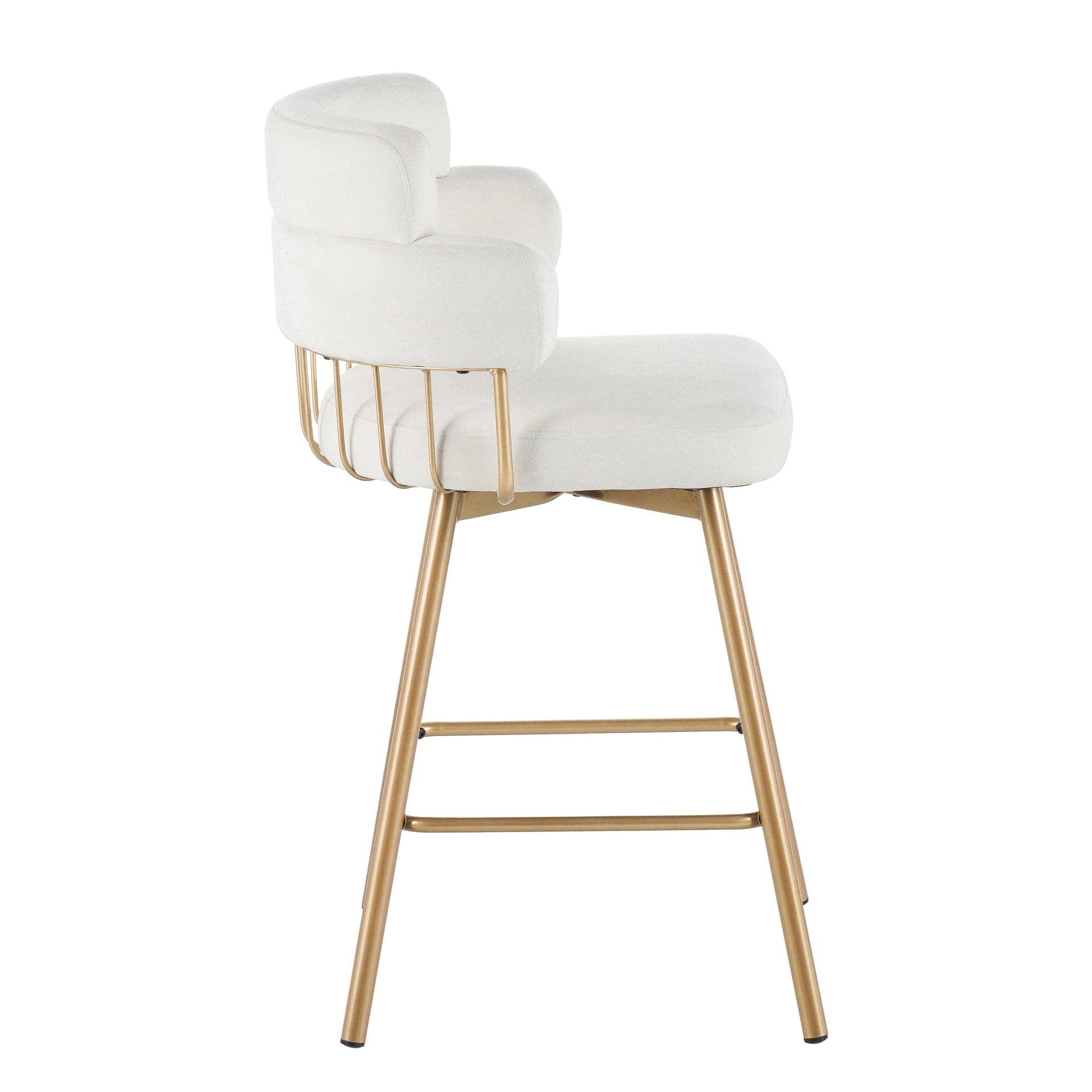 26' Counter Height Bar Stools Set of 2, 180° Swivel Upholstered Barstools with Backs and Metal Legs, Bar Stools for Kitchen Island, Cafe, Pub,