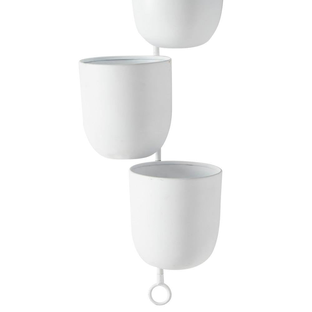 12 In. X 25 In. Contemporary Indoor/Outdoor White Metal Hanging Wall Planter Rack