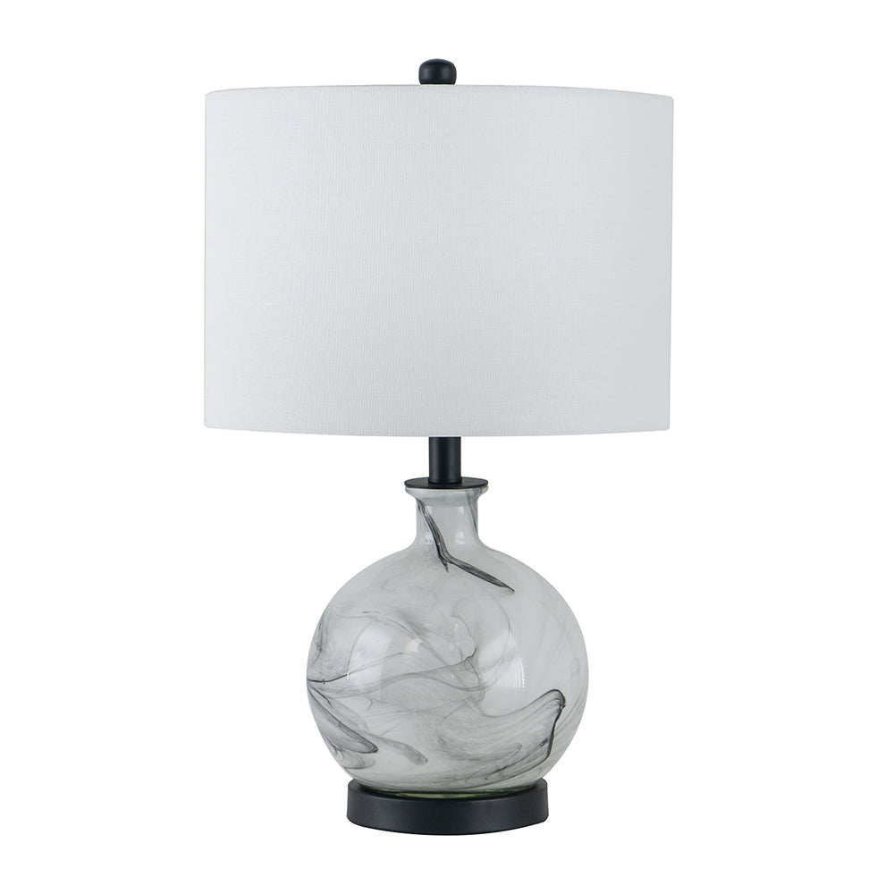 14x14x23' White And Grey Glass Table Lamp