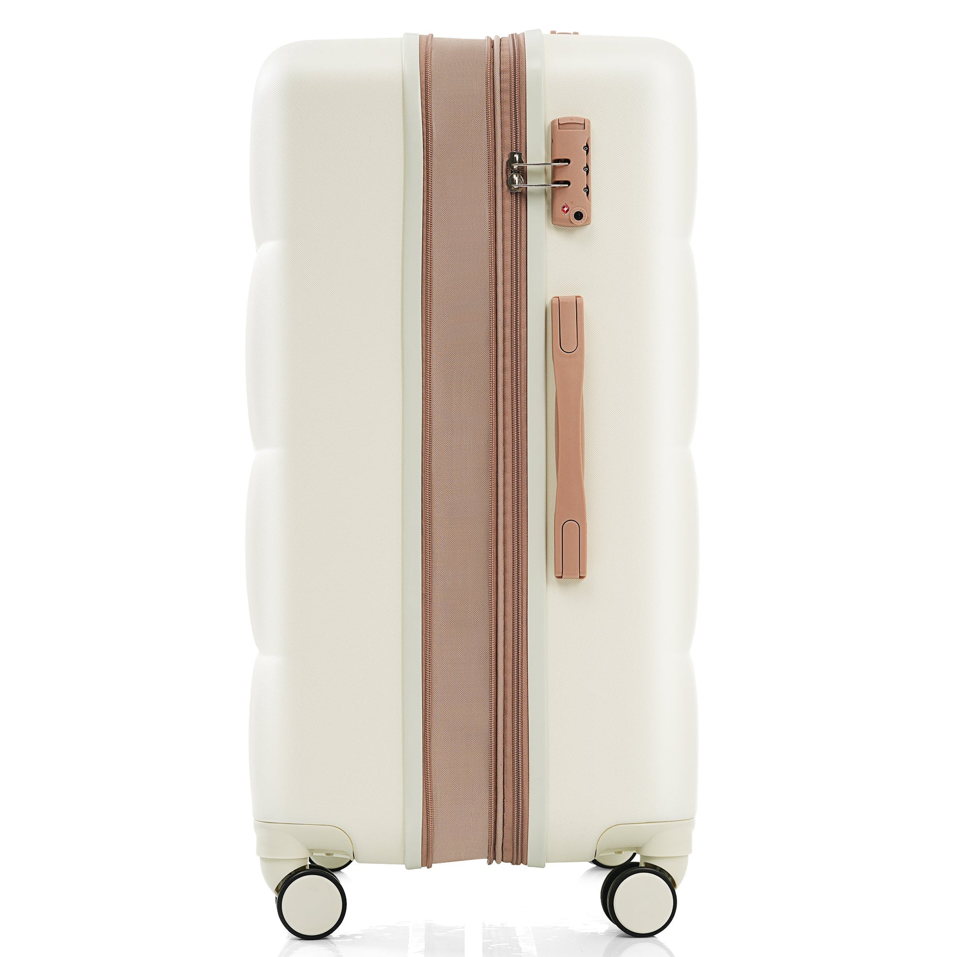 Luggage Sets 4 Piece, 20-inch with USB Port, Expandable ABS Durable Suitcase with Travel Bag, Cup Holder, ABS Hard Shell Luggage with Spinner Wheels, beige