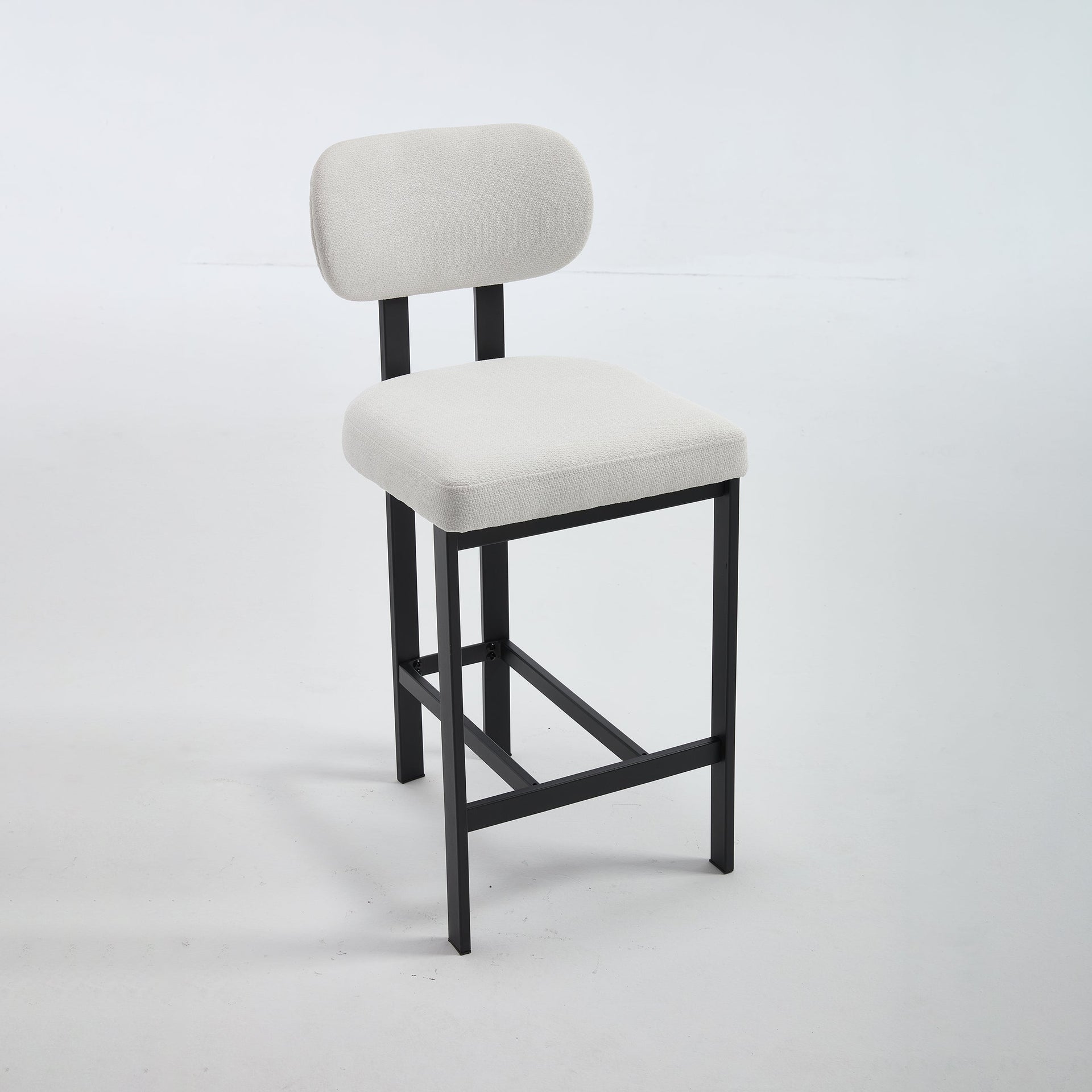 Bar Stools Set of 2, 26 inch Modern Upholstered Fabric Counter Height Barstools, Kitchen Island Chairs with Black Metal Legs for Dining Room/Kitchen Island/Bar