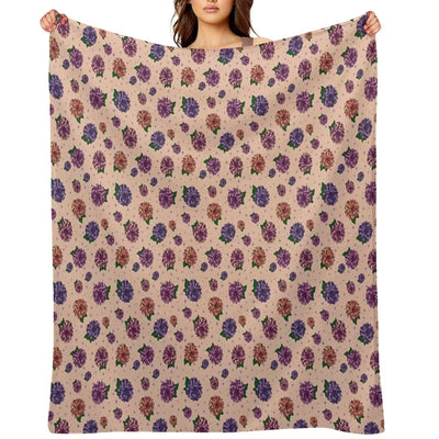 Dahlias Multicolored Peach Throw Blanket