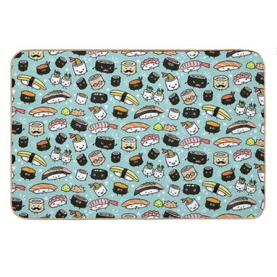 Cute Sushi Pattern Kawaii Sushi Characters Bath Mat