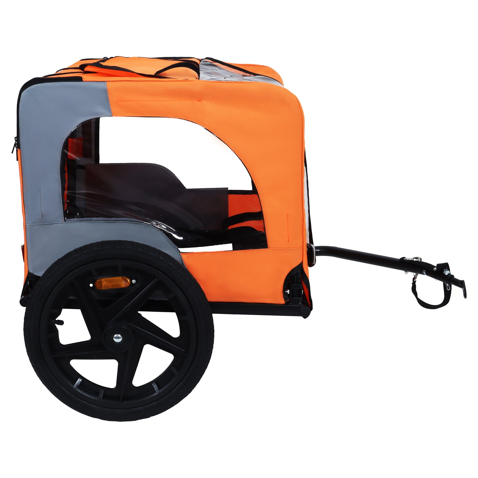 Outdoor Heavy Duty Collapsible Pet Bike Trailer with 16-Inch All-Terrain Wheels & Universal Hitch – Foldable Dog/Cargo Carrier Cart for Bicycles, orange
