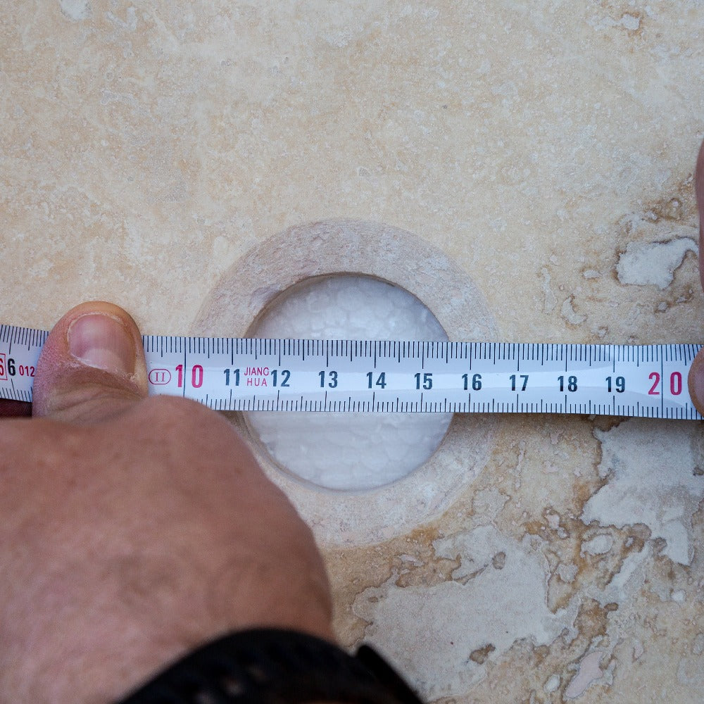Beige Travertine Natural Stone Vessel Sink Honed and Filled (D)16