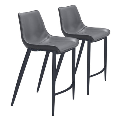 Magnus Counter Stool (Set of 2) Dark Gray & Black