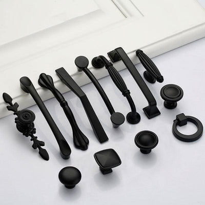 Black American Aluminium Alloy Door Handles Wardrobe Drawer Pull Kitchen Cabinet Knobs For Furniture Handle Hardware Accessories Vintage Cabinet Drawer Handles Pull for Cabinet Door Dresser Cupboard Closet Drawer Furniture