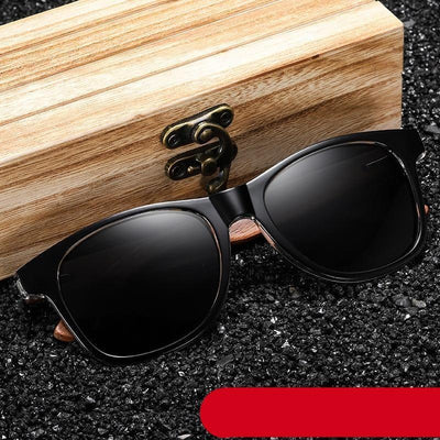 Black Business Men Sunglasses Mirror Sun Glasses For Male Wooden Temples Sunglass For Men New Retro Eyewear Eyeglasses Vintage Summer Design Outdoor Sunglasses