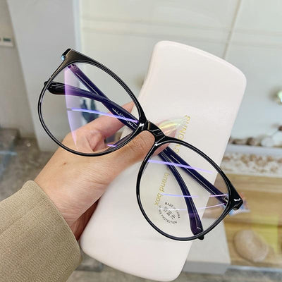 Black Fashion Anti Blue Light Transparent Computer Glasses Lightweight Frames For Women Men Round Eyewear Round Women Optical Eyewear Frames Vintage Cat Eye