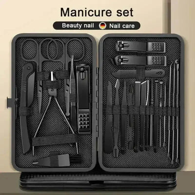 Black Manicure Nail Clipper Set Case