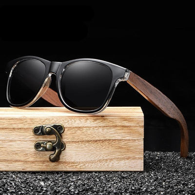 Black Men Wood Frame Sunglasses Mirror Polarized Sun Glasses For Male Wooden Temples Sunglass Vintage Design Summer UV Protection Lightweight Frames Sunglasses For Men