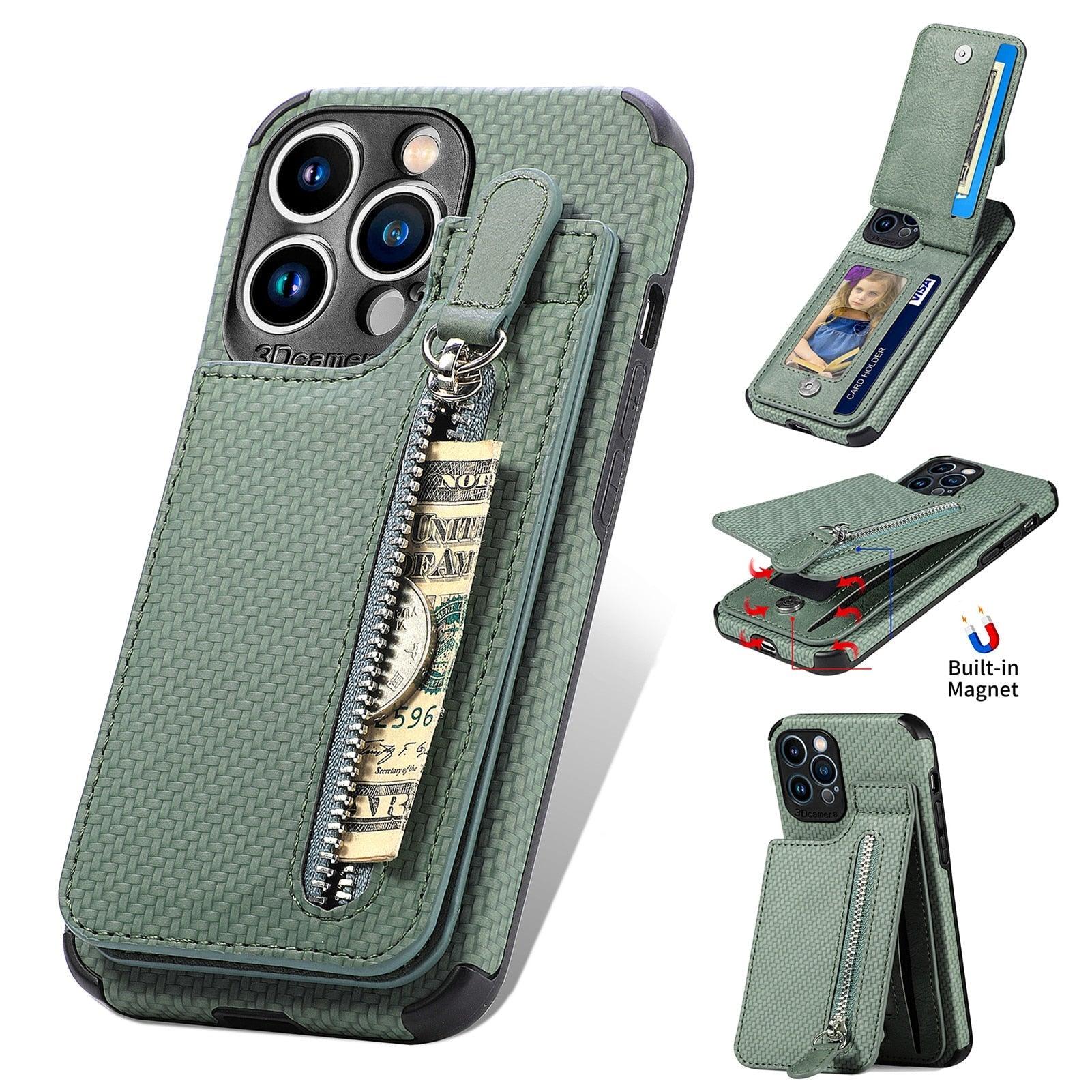 Blue Cards Wallet Leather Phone Case For Iphone 14 Plus 13 12 Mini 11 Pro Max X Xs Xr Men Luxury Business Purse Card Holder Cover Phone Case With Card Sleeve Men Phone Case