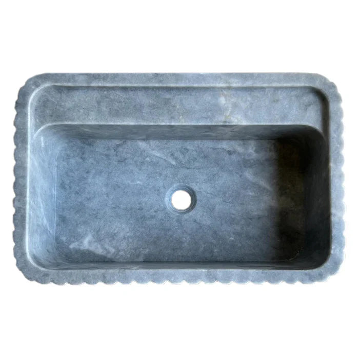 Bluestone Marble Rectangular Wall-mount Bathroom Sink Fluted (W)16