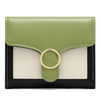 Brand Designer Geometric Panelled Trifold Women Wallet Pu Leather Zipper Coin Ladies Small Purse Card Holder Short Female Wallet
