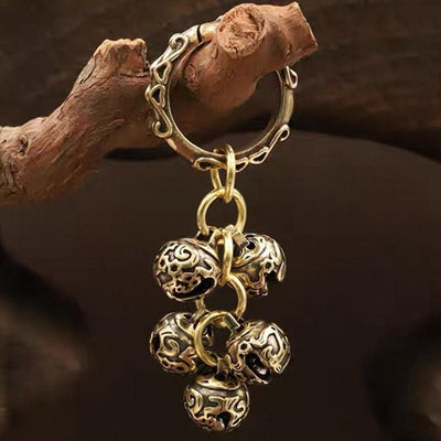 Brass Handicraft Die-Casting Wind Chimes Bell Button Wind Bell Bronze Bell Gift Home Decoration Pendant Brown Bell Metal Chandelier Wind Chime