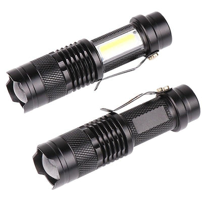 Built in battery XP-G Q5 Zoom Focus Mini led Flashlight Torch Lamp Lantern 2000 Lumen Adjustable Penlight Waterproof T6 light Focus IP65 Water-Resistant Portable for Indoor and Outdoor Camping Hiking