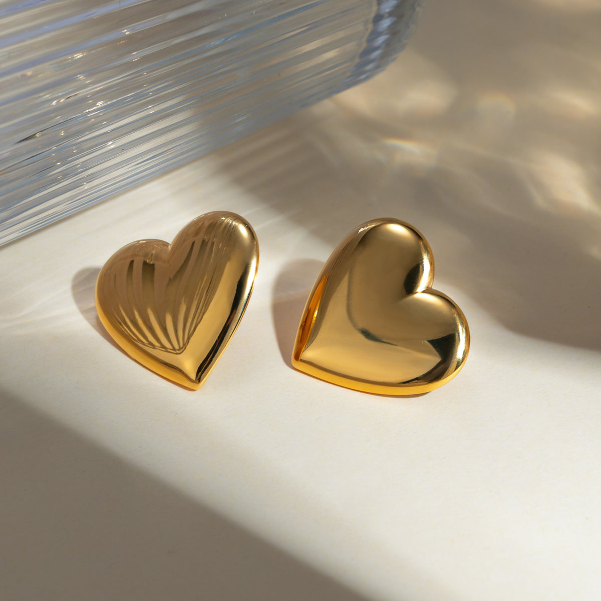 Gold Heart Stud Earrings