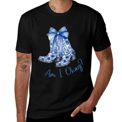 Am I Okay Boot Cowgirl Coquette Bow Women Girl Graphic-printed T-Shirt