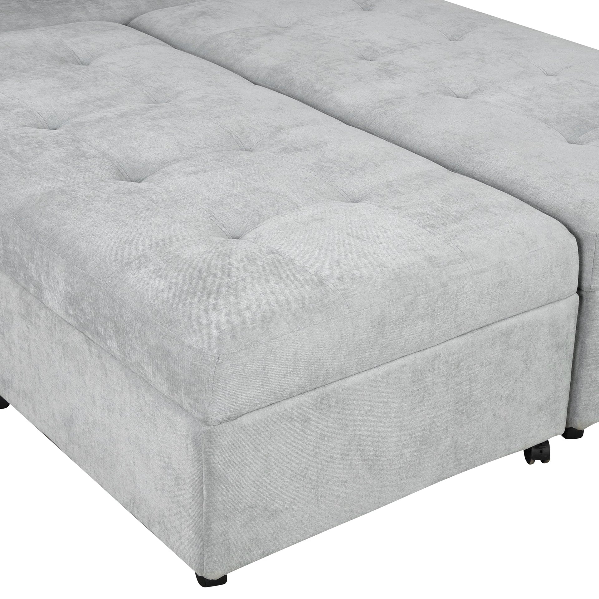 121.2' Versatile Sofa Bed Modular Sofa Free-combined Sofa with Two Storage Racks, Gray