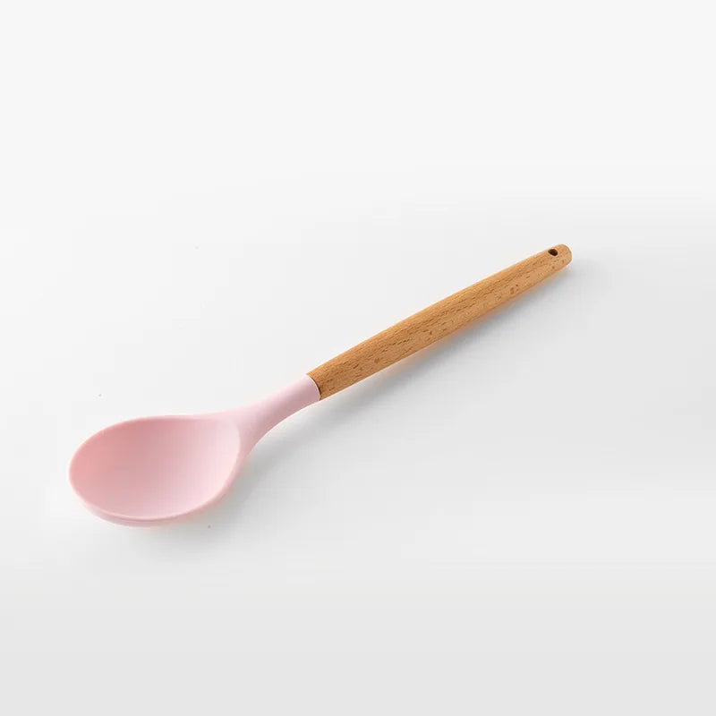 1Pc Psilicone Kitchen Utensils Set Non-Stick Cookware for Kitchen Wooden Handle Spatula Egg Beaters Kitchenware Accessories