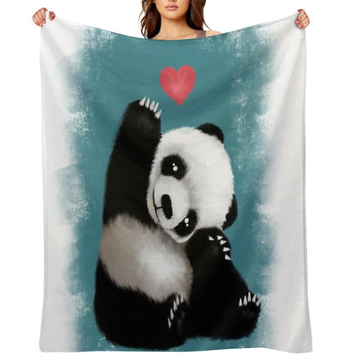 Panda Love (Blue) Comfort Throw Blanket