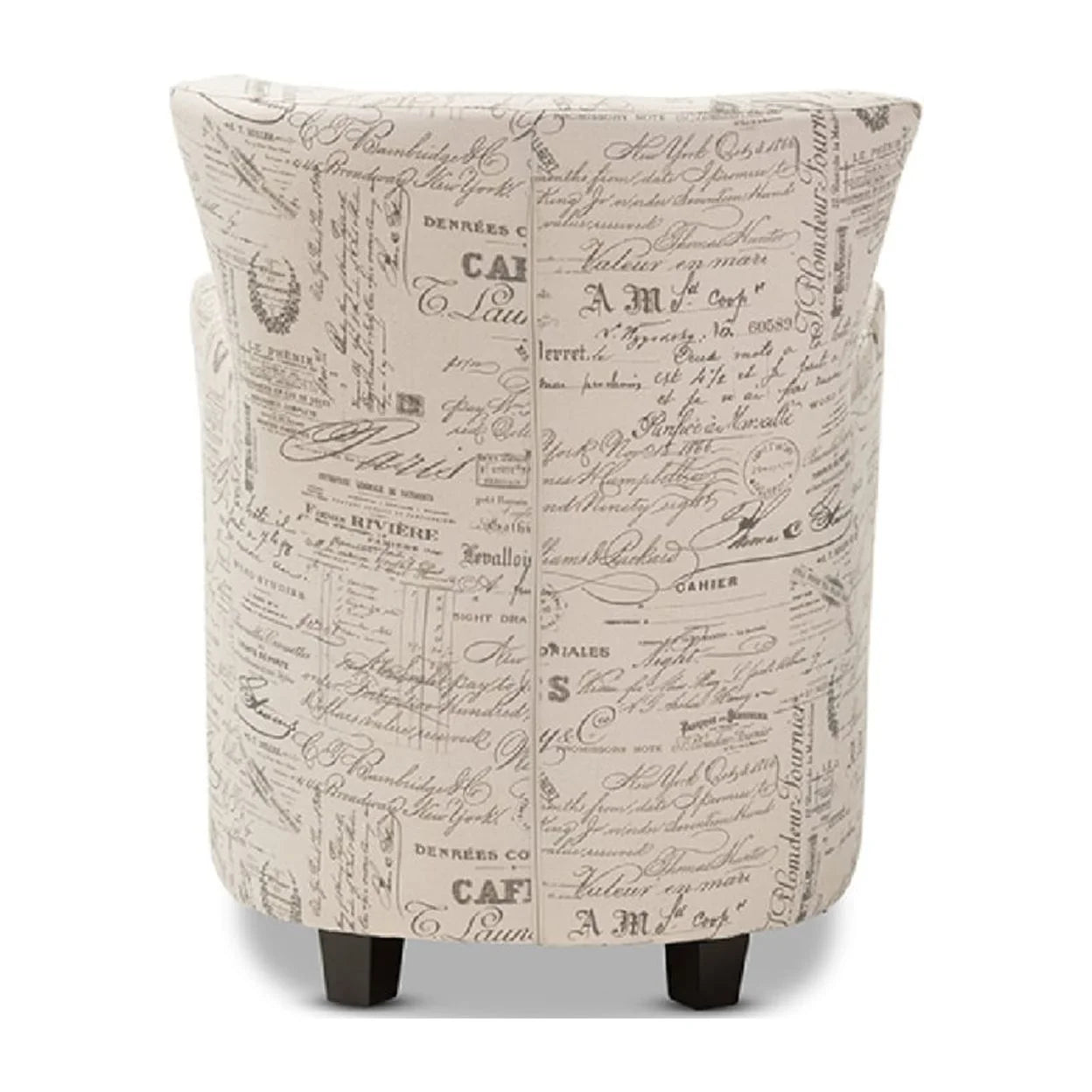 Benson French Script Patterned Fabric Club Chair and Ottoman Set