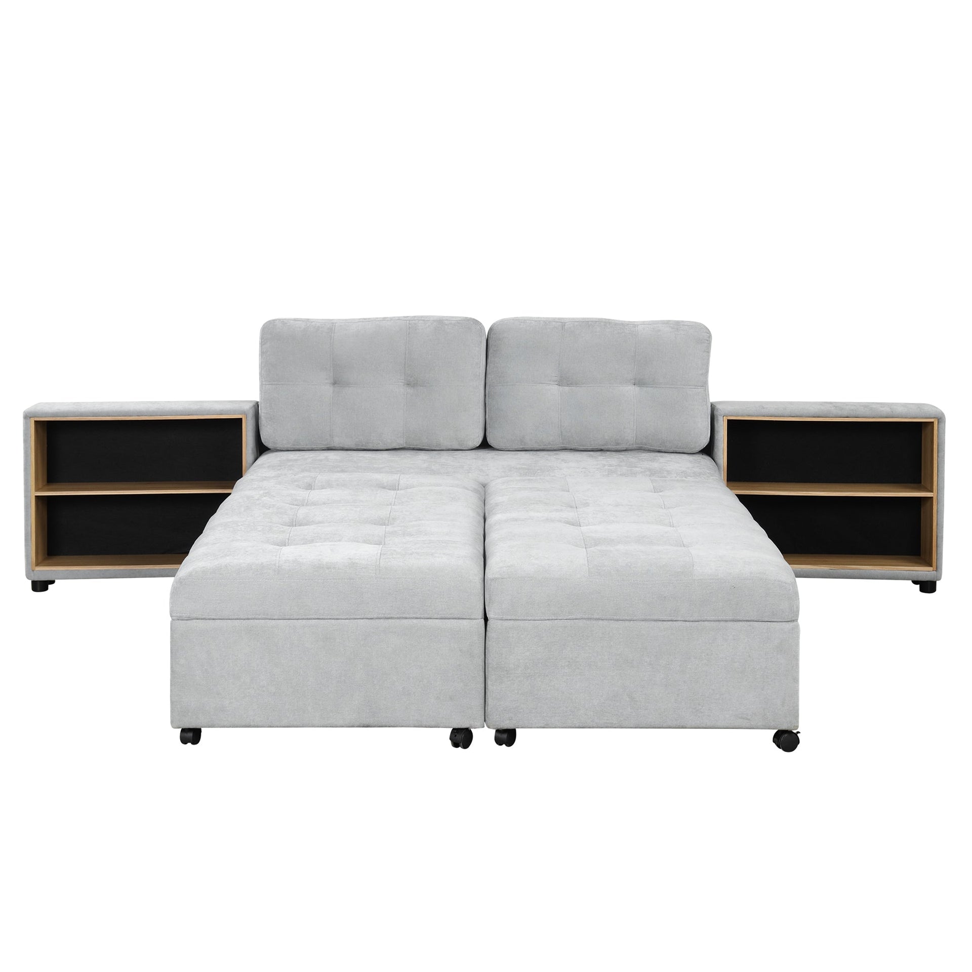 121.2' Versatile Sofa Bed Modular Sofa Free-combined Sofa with Two Storage Racks, Gray