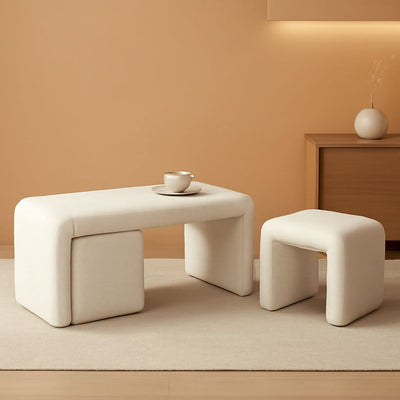 White 40Inch Lux Velvet Plus Nesting Ottoman End Bench