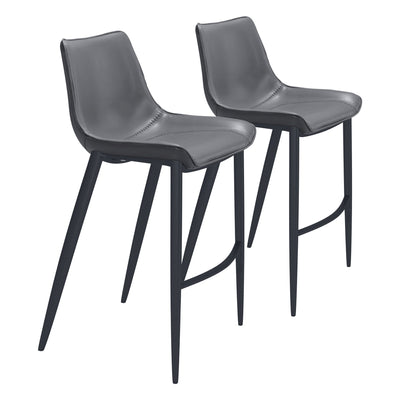 Magnus Barstool (Set of 2) Dark Gray & Black
