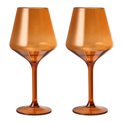 Floating Wine Glasses for Pool - Set of 2-15 OZ Shatterproof Poolside Wine Glasses, Tritan Plastic Reusable, Beach Outdoor Cocktail, Wine, Champagne, Water Glassware Spring Summer (Burnt Orange)