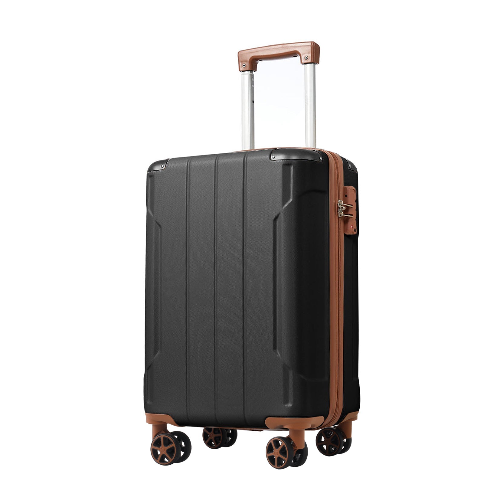 Luggage Sets 2 Piece, Hardshell ABS Lightweight and Expandable(only 28') Suitcases with Double Wheels, Carry-on Luggage, 2-Piece Set (20/28), Black Brown