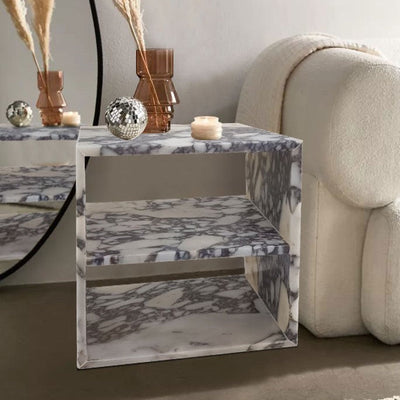 Calacatta Viola Marble End/Side Table, Nightstand Polished (W)14
