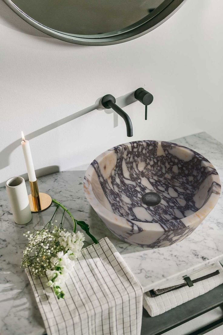 Calacatta Viola Marble Tapered Above Vanity Bathroom Sink Honed/Matte (D)16