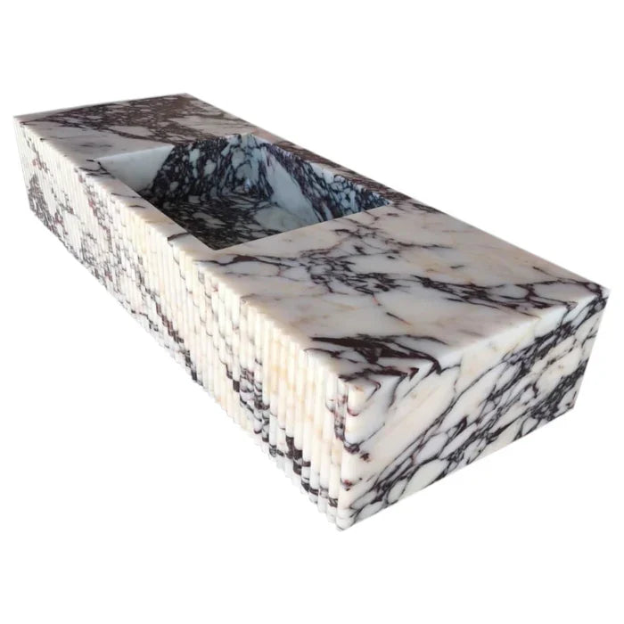 Calacatta Viola Marble Wall-mount Bathroom Vanity Sink Fluted Front (W)20
