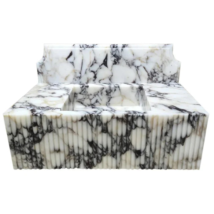 Calacatta Viola Marble Wall-mount Bathroom Vanity Sink Fluted Front (W)21