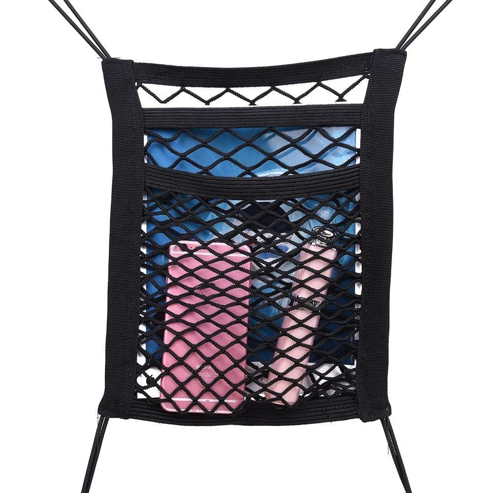 Car Storage Net Bag Organizer Holder Mesh Seat Back Hanging Trunk Luggage Hooks String Kit Off Road Car Mesh Organizer, Seat Back Net Bag, Barrier of Backseat Pet Kids Cargo Tissue Purse Holder Car Driver Storage Netting Pouch Truck Auto Accessories