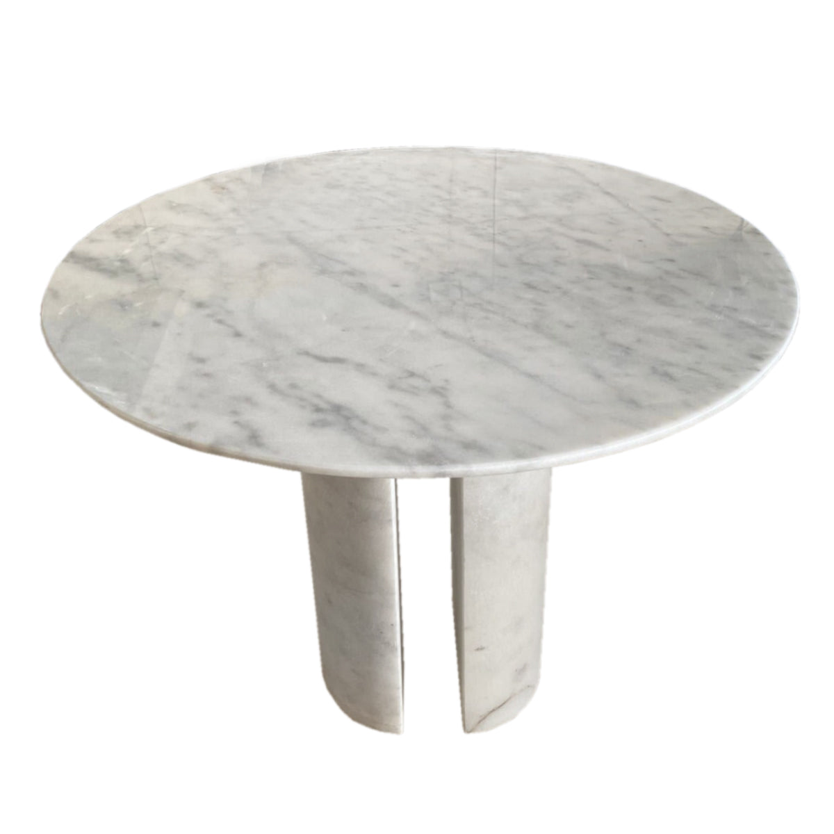 Carrara White Marble Round Dining Table with Round Marble Legs (D)48