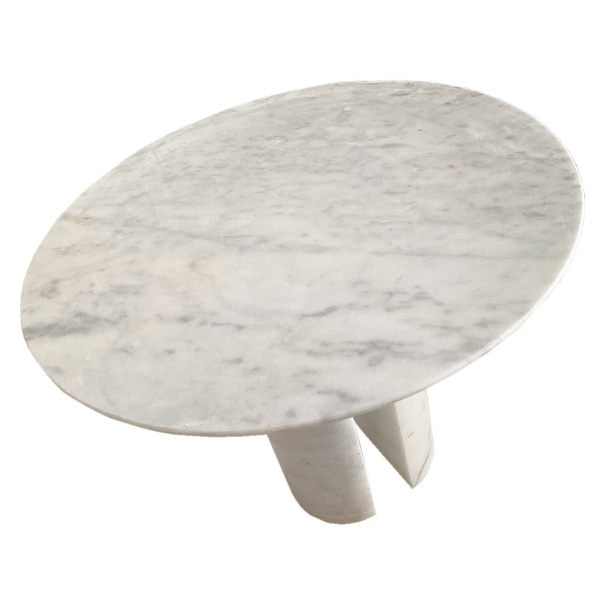 Carrara White Marble Round Dining Table with Round Marble Legs (D)48