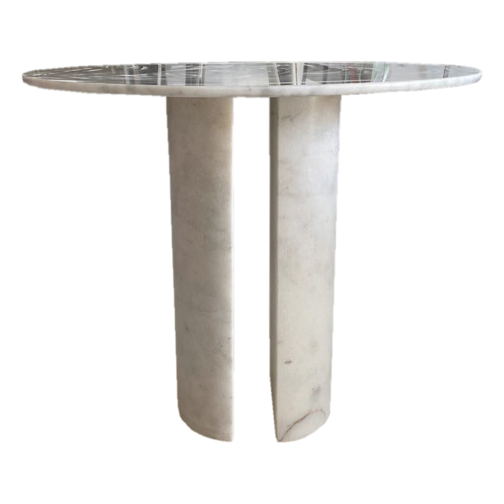 Carrara White Marble Round Dining Table with Round Marble Legs (D)48